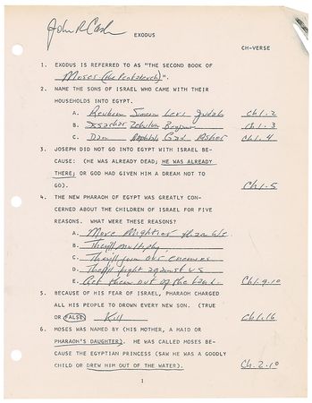 Lot #802 Johnny Cash: The ‘Man in Black’ displays a vast knowledge of Exodus - Image 1