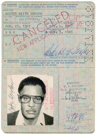 Lot #810 Dexter Gordon: The tenor sax legend’s well-traveled passport - Image 1