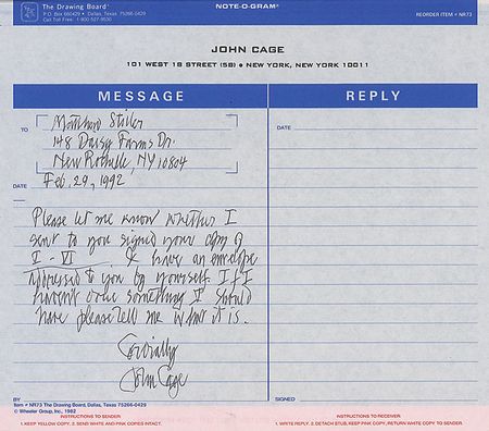 Lot #974 John Cage Signed Photograph and Handwritten Letter Signed - Image 2