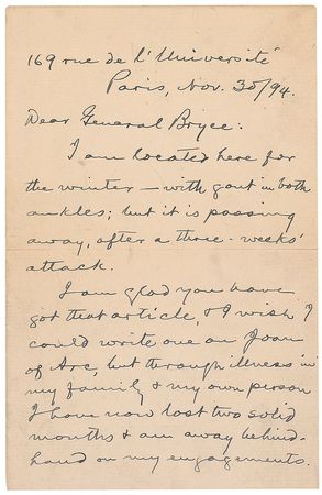 Lot #565 Samuel L. Clemens: Reference to his recent submission to a Boston literary magazine-one that would rile French novelist Paul Bourget - Image 1
