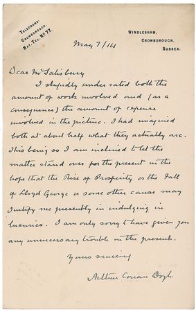 Lot #578 Arthur Conan Doyle: Eagerly awaiting the fall of David Lloyd George - Image 1