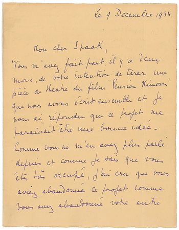 Lot #1322 Jacques Feyder Handwritten Letter Signed - Image 1