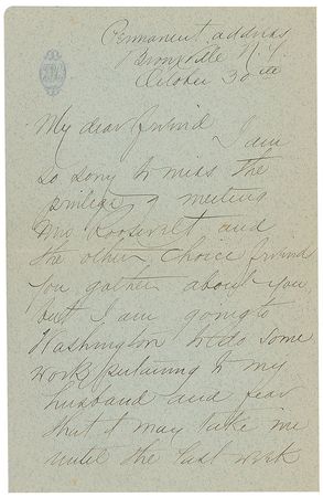 Lot #369 Elizabeth B. Custer: General Custer?s wife heads to ?Washington to do some work pertaining to my husband? - Image 1