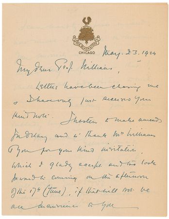 Lot #168 Howard Carter: A day after a 1924 Tut lecture in Chicago, his discoverer accepts an honorary doctorate from Yale - Image 1