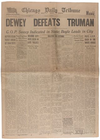Lot #110 Harry S. Truman: Arguably the most famous headline ever “Dewey Defeats Truman” - Image 1