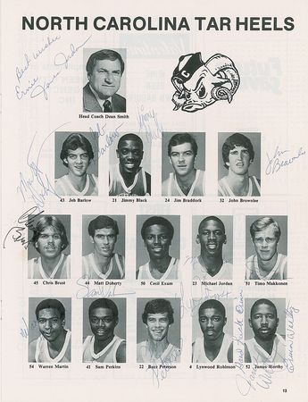 Lot #1323 Michael Jordan: Incredible 1982 UNC program with Jordan’s freshman year signature - Image 1