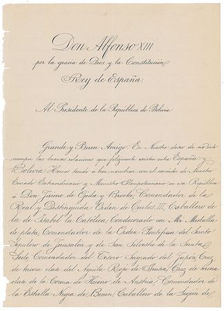 Lot #223 King Alfonso XIII Signed Document - Image 1