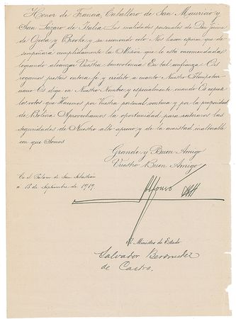 Lot #223 King Alfonso XIII Signed Document - Image 2