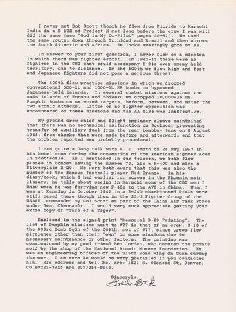 Lot #414 Fred Bock: ?The 509th flew practice missions in which we dropped conventional 500-lb and 1000-lb HE bombs on bypassed Japanese-held islands? - Image 3