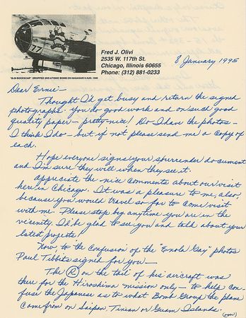 Lot #415 Bockscar: Fred Olivi: “The R on the tail of his aircraft was there for the Hiroshima mission only—to help confuse the Japanese” - Image 1