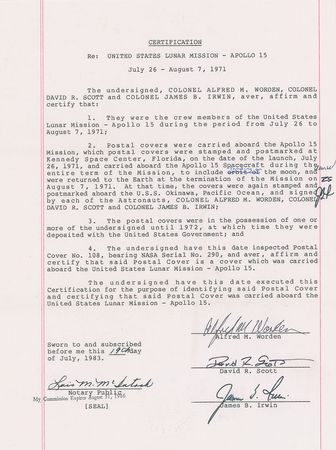 Lot #479 Apollo 15: Flown Apollo 15 postal cover, carried to the lunar surface - Image 2
