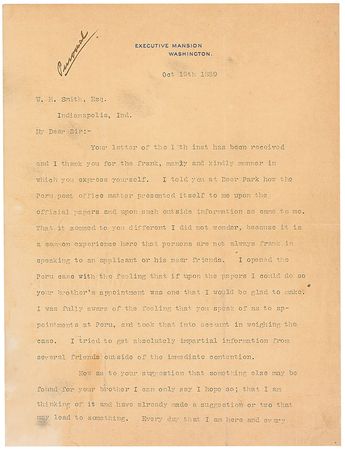 Lot #38 Benjamin Harrison Typed Letter Signed - Image 1