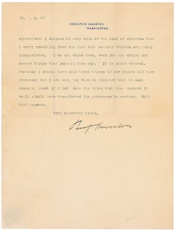 Lot #38 Benjamin Harrison Typed Letter Signed - Image 2