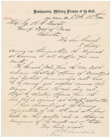 Lot #399 Philip H. Sheridan: As commander of the Southeast District after the war, Sheridan begins downsizing - Image 1
