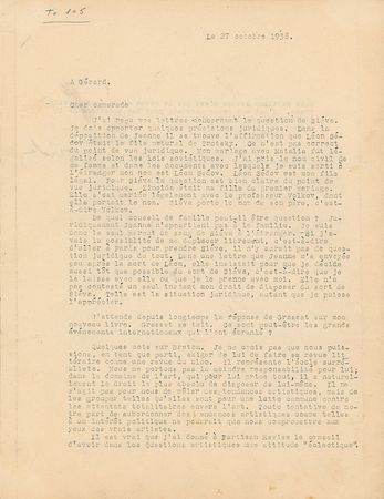 Lot #256 Leon Trotsky: Trotsky agonizes over a custody battle for his grandson and defends the creative freedom of his collaborator, surrealist André Breton - Image 1