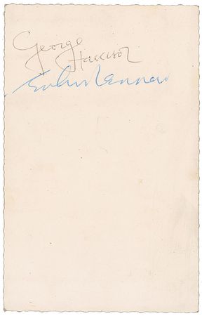 Lot #816 Beatles: Lennon and Harrison: Early promo card from George and John - Image 1