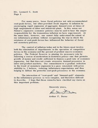 Lot #275 Arthur Burns - Image 2