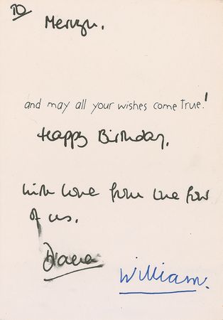 Lot #197 Diana and William: Young William and Princess Di extend extraordinary birthday wishes - Image 1