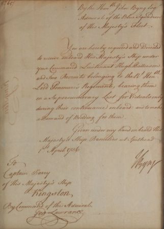 Lot #379 John Byng: Extraordinarily rare document from the British Admiral shortly before embarking on the disastrous voyage to Minorca that would end his career—and his life - Image 2