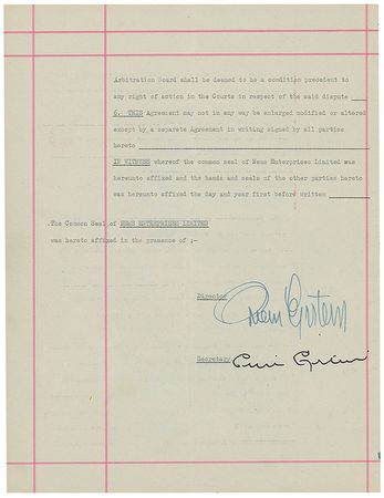Lot #828 Brian Epstein and Billy J. Kramer: Epstein signs Billy J. Kramer to NEMS - Image 1
