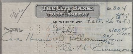 Lot #1342 Al Simmons Check - Image 1