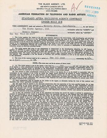 Lot #1251 Dennis Hopper Signed Document - Image 1