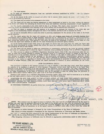 Lot #1251 Dennis Hopper Signed Document - Image 2