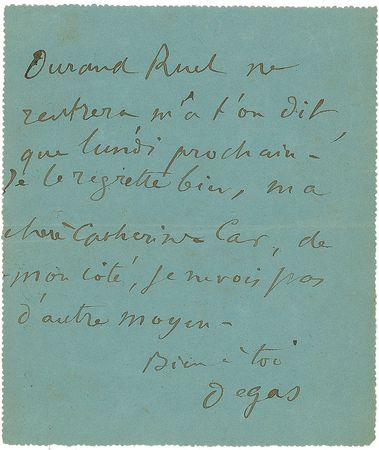 Lot #616 Edgar Degas: Degas writes regarding the famous dealer of Impressionist art - Image 1
