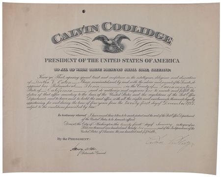 Lot #16 Calvin Coolidge Signed Document