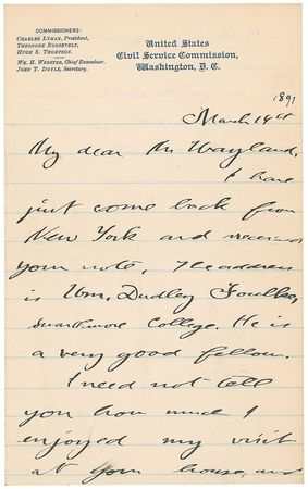 Lot #91 Theodore Roosevelt Handwritten Letter Signed - Image 1