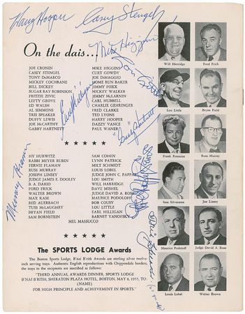 Lot #1315 Baseball Hall of Famers: An outstanding gathering of baseball greats, including Young, Speaker, Walsh, and Agganis - Image 2