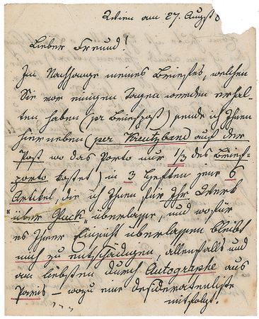 Lot #780 Aloys Fuchs: “If I were allowed to state my preference, it would perhaps be for autographs from Paris” - Image 1