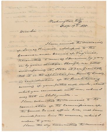 Lot #82 James K. Polk: Polk assists in a Virginia land grant for two soldiers for their Revolutionary War service - Image 1