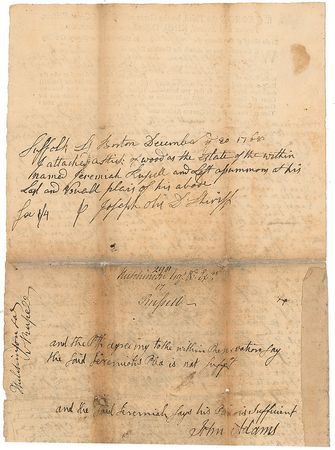Lot #1 John Adams: Adams endorses a plea in a land dispute in 1768 - Image 2