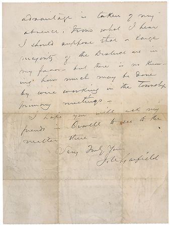 Lot #26 James A. Garfield: ?Unless such a fair expression chooses me I don?t want the office? - Image 2