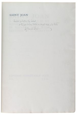 Lot #656 George Bernard Shaw: Limited first edition presented to the host of the Malvern Festival, complete with illustrations by renowned artist Charles Ricketts - Image 1