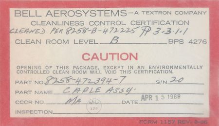 Lot #284 Lunar Module Ascent Engine Cable Assembly - Image 2