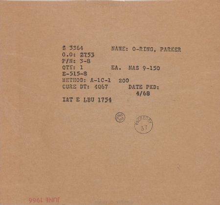 Lot #285 Command Service Module Rubber O-ring - Image 2