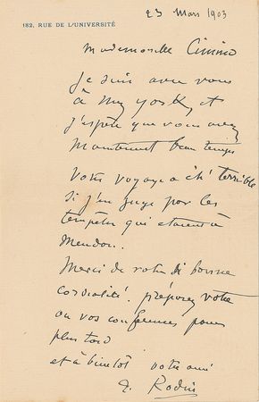 Lot #563 Auguste Rodin Handwritten Letter Signed - Image 1