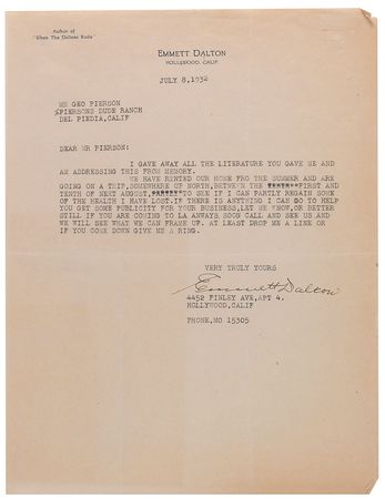 Lot #2003 Emmett Dalton: Fascinating collection spanning the Dalton Gang?s notorious career, from Grat?s early hideout in Wonder Valley, California to the tragic Coffeyville Raid and Emmett?s life after crime - Image 2