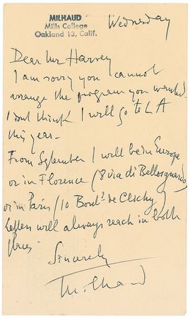 Lot #935 Darius Milhaud - Image 1
