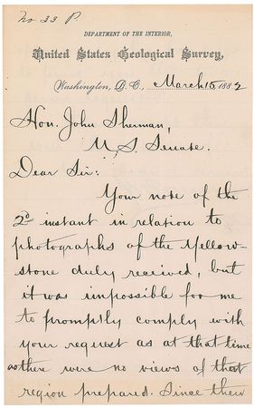 Lot #273 John Wesley Powell Signed Letter - Image 1