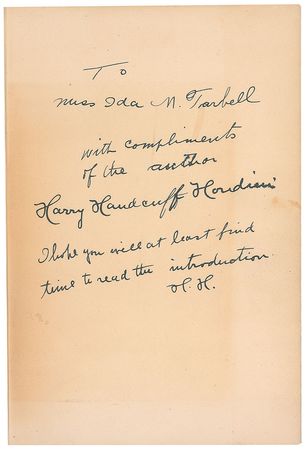 Lot #1039 Harry Houdini: “Harry Handcuff Houdini” presents his own exposé to a notable muckraker - Image 1