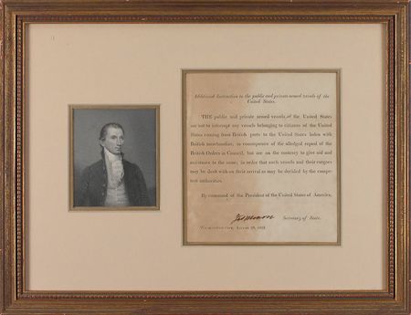 Lot #6 James Monroe: Protecting American trade