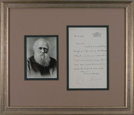 Lot #141 Charles Darwin: After completing his autobiography in less than two months, the famed naturalist graciously lends his name to a memorial - Image 1