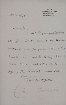 Lot #141 Charles Darwin: After completing his autobiography in less than two months, the famed naturalist graciously lends his name to a memorial - Image 2