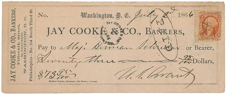 Lot #23 U. S. Grant Check