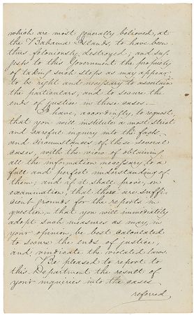 Lot #16 James Buchanan: ?Vessels belonging to the Bahama Islands, with crews of colored persons, have been purposely wrecked on the coast of Florida, and the crews sold as slaves? - Image 2