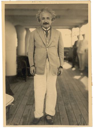 Lot #147 Albert Einstein: A truly remarkable, and well-documented, portrait of Einstein as he prepares for a new life in America - Image 1