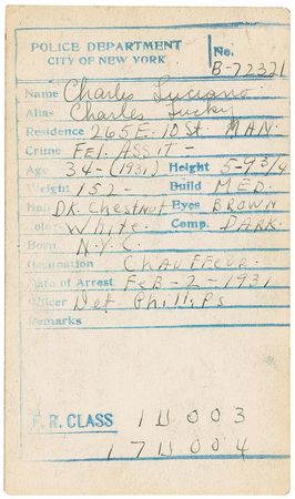 Lot #2180 Lucky Luciano: Luciano?s definitive 1931 mug shot - Image 2